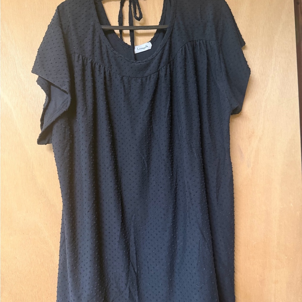 Loveappella Black Textured Blouse